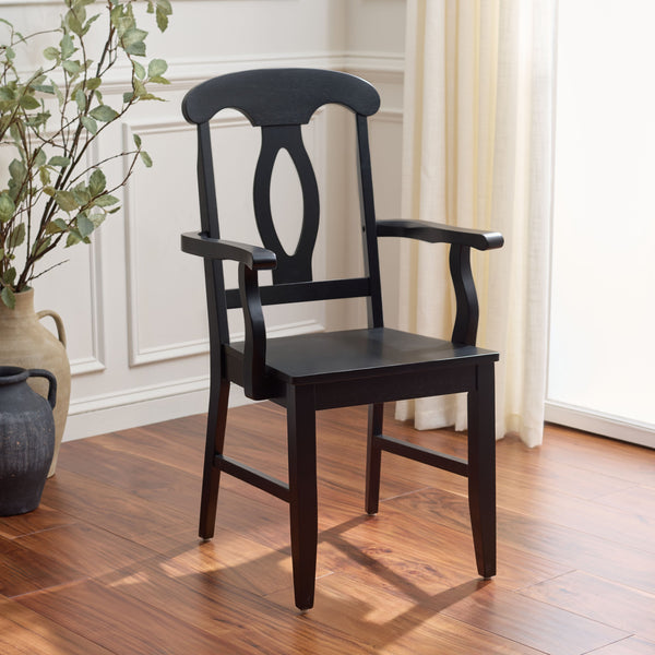 Hannelore Elegant Arm Chair With Solid Wood Frame, Curved Back & Integrated Arms For Comfort