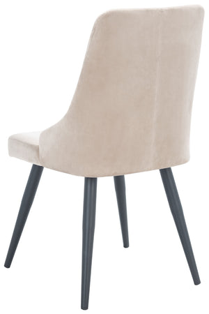 Safavieh ZOI Upholstered Dining Chair - Modern Glamour Meets Everyday Comfort for Your Elegant Dining Space Taupe / Black DCH7500B-SET2