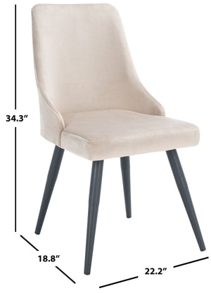 Safavieh ZOI Upholstered Dining Chair - Modern Glamour Meets Everyday Comfort for Your Elegant Dining Space Taupe / Black DCH7500B-SET2