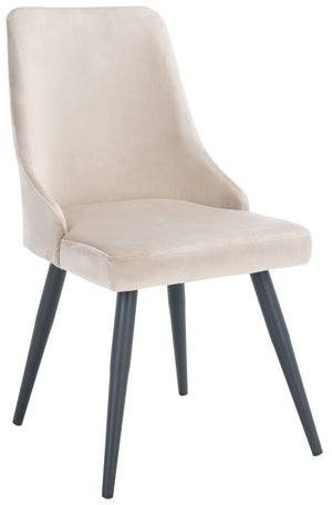 Safavieh ZOI Upholstered Dining Chair - Modern Glamour Meets Everyday Comfort for Your Elegant Dining Space Taupe / Black DCH7500B-SET2