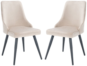 Safavieh ZOI Upholstered Dining Chair - Modern Glamour Meets Everyday Comfort for Your Elegant Dining Space Taupe / Black DCH7500B-SET2