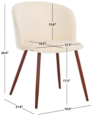 Safavieh Aminah Upholstered Dining Chair - Modern Barrel-Back Design With Ivory Velvet And Walnut Legs DCH7501A