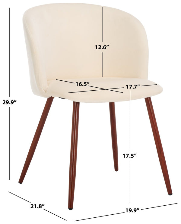 Safavieh Aminah Upholstered Dining Chair - Modern Barrel-Back Design With Ivory Velvet And Walnut Legs DCH7501A