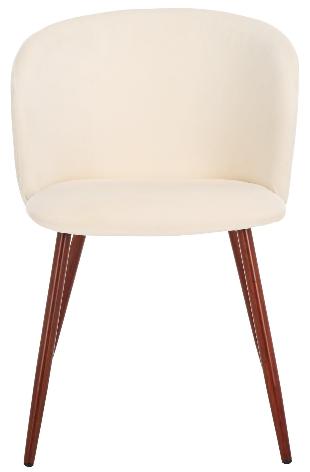 Safavieh Aminah Upholstered Dining Chair - Modern Barrel-Back Design With Ivory Velvet And Walnut Legs DCH7501A