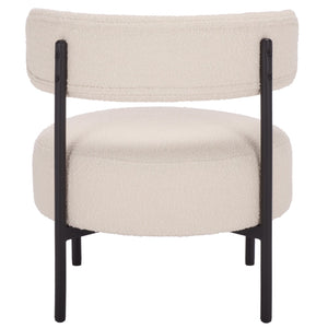 Safavieh Cardan Accent Chair - Elegant Fusion Of Comfort And Style For Any Dining Space Or Occasion Creme ,Black Metal,Plywood,Fabric,Foam Dch7502a