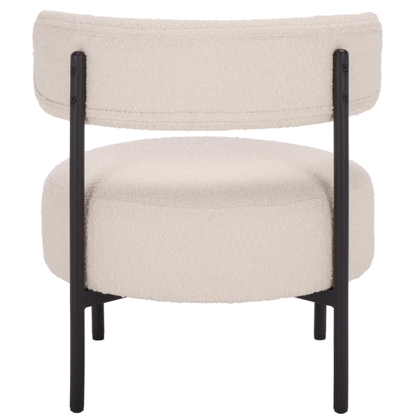 Safavieh Cardan Accent Chair - Elegant Fusion Of Comfort And Style For Any Dining Space Or Occasion Creme ,Black Metal,Plywood,Fabric,Foam Dch7502a