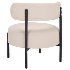 Safavieh Cardan Accent Chair - Elegant Fusion Of Comfort And Style For Any Dining Space Or Occasion Creme ,Black Metal,Plywood,Fabric,Foam Dch7502a