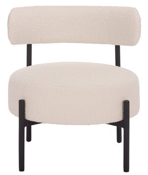 Safavieh Cardan Accent Chair - Elegant Fusion Of Comfort And Style For Any Dining Space Or Occasion Creme ,Black Metal,Plywood,Fabric,Foam Dch7502a