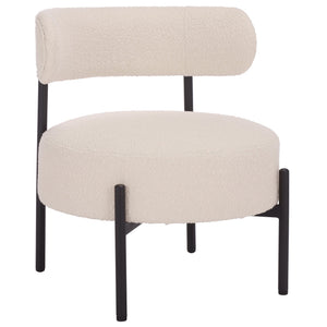 Safavieh Cardan Accent Chair - Elegant Fusion Of Comfort And Style For Any Dining Space Or Occasion Creme ,Black Metal,Plywood,Fabric,Foam Dch7502a