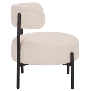 Safavieh Cardan Accent Chair - Elegant Fusion Of Comfort And Style For Any Dining Space Or Occasion Creme ,Black Metal,Plywood,Fabric,Foam Dch7502a