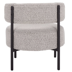 Safavieh Cardan Accent Chair - Elegant Fusion Of Comfort And Style For Any Dining Space Or Occasion Light Grey ,Black Metal,Plywood,Fabric,Foam Dch7502b