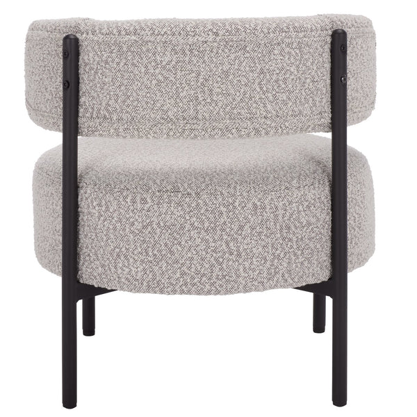 Safavieh Cardan Accent Chair - Elegant Fusion Of Comfort And Style For Any Dining Space Or Occasion Light Grey ,Black Metal,Plywood,Fabric,Foam Dch7502b