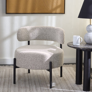 Safavieh Cardan Accent Chair - Elegant Fusion Of Comfort And Style For Any Dining Space Or Occasion Light Grey ,Black Metal,Plywood,Fabric,Foam Dch7502b