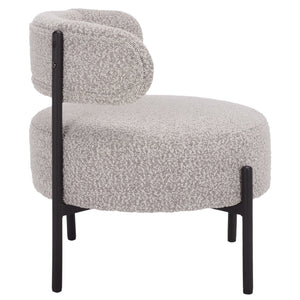 Safavieh Cardan Accent Chair - Elegant Fusion Of Comfort And Style For Any Dining Space Or Occasion Light Grey ,Black Metal,Plywood,Fabric,Foam Dch7502b