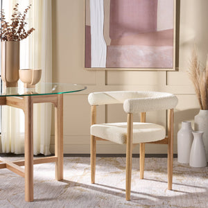 Safavieh Kaladin Dining Chair - Elegant Comfort And Style For A Chic Dining Experience In Any Space Creme ,Black Wood Frame,Plywood,Fabric,Foam Dch7503a