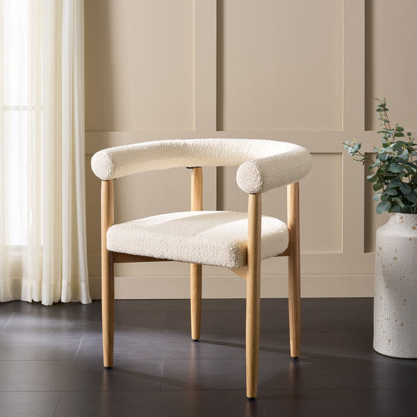 Safavieh Kaladin Dining Chair - Elegant Comfort And Style For A Chic Dining Experience In Any Space Creme ,Black Wood Frame,Plywood,Fabric,Foam Dch7503a