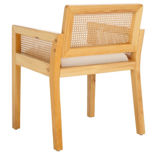 Safavieh Patrina Armed Dining Chair - Elegant Pine Frame With Woven Rattan And Plush Cushion For Comfort Natural / White DCH8001A