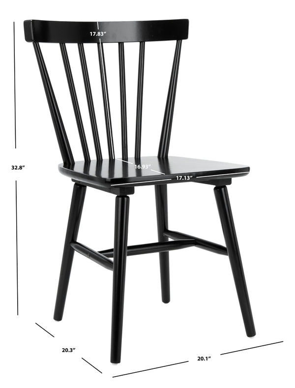 Safavieh WINONA Farmhouse Spindle-Back Dining Chair Set of 4 in Classic Black for Timeless Elegance DCH8500A-SET4