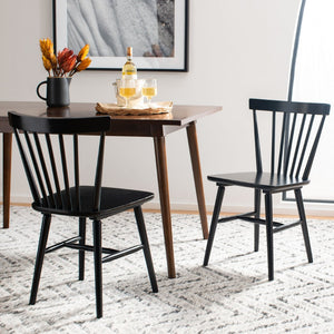 Safavieh WINONA Spindle Back Dining Chairs Set of 2 - Timeless Farmhouse Style in Sleek Black Finish DCH8500A-SET2