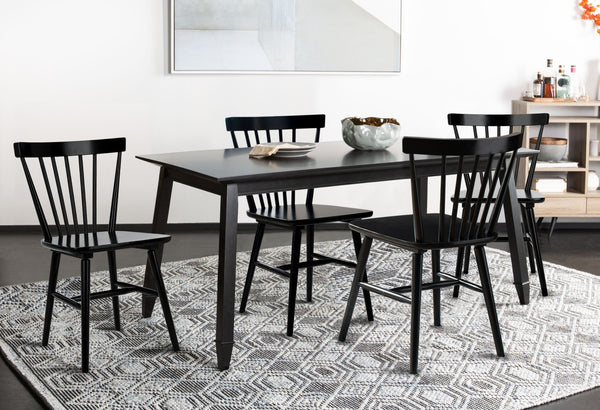 Safavieh WINONA Farmhouse Spindle-Back Dining Chair Set of 4 in Classic Black for Timeless Elegance DCH8500A-SET4