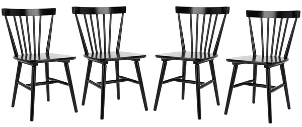 Safavieh WINONA Farmhouse Spindle-Back Dining Chair Set of 4 in Classic Black for Timeless Elegance DCH8500A-SET4
