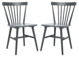 Safavieh WINONA Spindle Back Dining Chair Set of Two - Classic Farmhouse Style with Durable Rubberwood Frame Grey DCH8500E-SET2