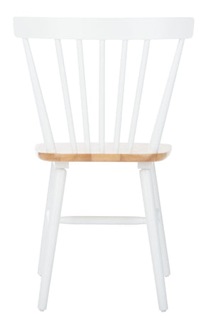 Safavieh WINONA Spindle Back Dining Chair Set of Two - Classic Farmhouse Style with Durable Rubberwood Frame White / Natural DCH8500F-SET2