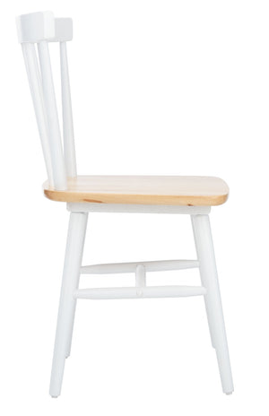 Safavieh WINONA Spindle Back Dining Chair Set of Two - Classic Farmhouse Style with Durable Rubberwood Frame White / Natural DCH8500F-SET2