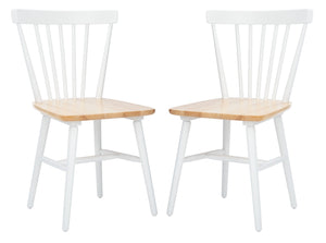 Safavieh WINONA Spindle Back Dining Chair Set of Two - Classic Farmhouse Style with Durable Rubberwood Frame White / Natural DCH8500F-SET2
