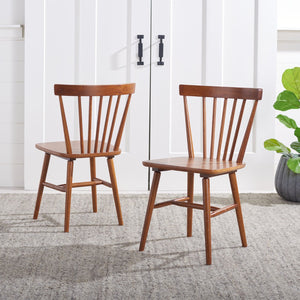 Safavieh WINONA Spindle Back Dining Chair Set of Two - Classic Farmhouse Style with Durable Rubberwood Frame Walnut DCH8500G-SET2