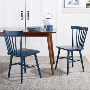 Safavieh WINONA Spindle Back Dining Chair Set of Two - Classic Farmhouse Style with Durable Rubberwood Frame Navy DCH8500H-SET2