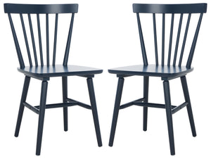 Safavieh WINONA Spindle Back Dining Chair Set of Two - Classic Farmhouse Style with Durable Rubberwood Frame Navy DCH8500H-SET2