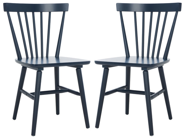 Safavieh WINONA Spindle Back Dining Chair Set of Two - Classic Farmhouse Style with Durable Rubberwood Frame Navy DCH8500H-SET2