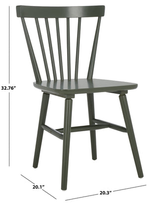 Safavieh WINONA Spindle Back Dining Chair Set of Two - Classic Farmhouse Style with Durable Rubberwood Frame Dusty Green DCH8500N-SET2