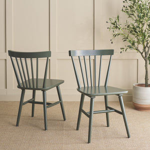 Safavieh Winona Spindle Dining Chairs - Timeless Farmhouse Style With Curved Back & Durable Rubberwood Design Dusty Green Wood Dch8500n-set2