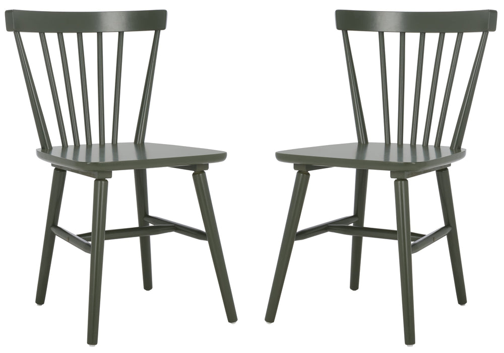 Safavieh Winona Spindle Dining Chairs - Timeless Farmhouse Style With Curved Back & Durable Rubberwood Design Dusty Green Wood Dch8500n-set2