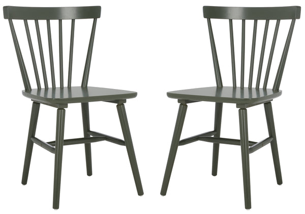 Safavieh Winona Spindle Dining Chairs - Timeless Farmhouse Style With Curved Back & Durable Rubberwood Design Dusty Green Wood Dch8500n-set2