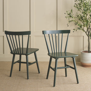 Safavieh Winona Spindle Dining Chairs - Timeless Farmhouse Style With Curved Back & Durable Rubberwood Design Garden Green Wood Dch8500p-set2