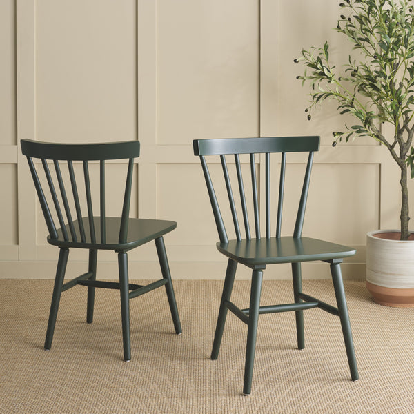 Safavieh Winona Spindle Dining Chairs - Timeless Farmhouse Style With Curved Back & Durable Rubberwood Design Garden Green Wood Dch8500p-set2