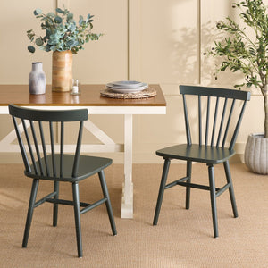Safavieh Winona Spindle Dining Chairs - Timeless Farmhouse Style With Curved Back & Durable Rubberwood Design Garden Green Wood Dch8500p-set2
