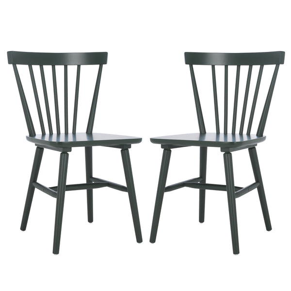 Safavieh Winona Spindle Dining Chairs - Timeless Farmhouse Style With Curved Back & Durable Rubberwood Design Garden Green Wood Dch8500p-set2
