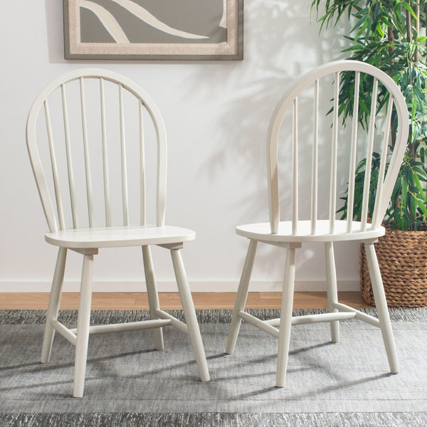 Safavieh CAMDEN Spindle Back Dining Chair Set of 2 - Timeless Americana Charm for Elegant Dining Spaces Off White DCH8501C-SET2