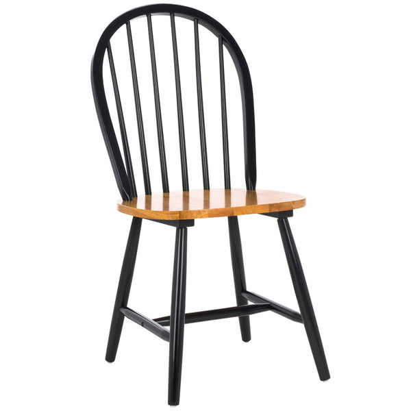 Safavieh CAMDEN Spindle Back Dining Chair Set of 2 - Timeless Americana Charm for Elegant Dining Spaces Natural / Black DCH8501G-SET2