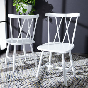 Safavieh TAYTEN Spindle Back Dining Chair for Modern Farmhouse Charm - Stylish and Durable Seating Set of Two White DCH8502A-SET2