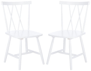 Safavieh TAYTEN Spindle Back Dining Chair for Modern Farmhouse Charm - Stylish and Durable Seating Set of Two White DCH8502A-SET2