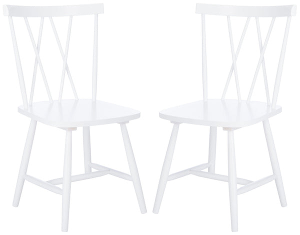 Safavieh TAYTEN Spindle Back Dining Chair for Modern Farmhouse Charm - Stylish and Durable Seating Set of Two White DCH8502A-SET2