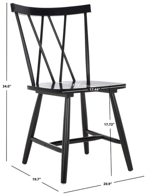 Safavieh TAYTEN Spindle Back Dining Chair for Modern Farmhouse Charm - Stylish and Durable Seating Set of Two Black DCH8502B-SET2