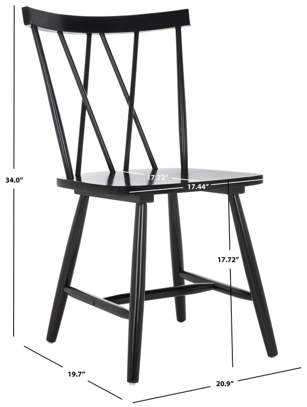 Safavieh TAYTEN Spindle Back Dining Chair for Modern Farmhouse Charm - Stylish and Durable Seating Set of Two Black DCH8502B-SET2