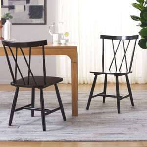 Safavieh TAYTEN Spindle Back Dining Chair for Modern Farmhouse Charm - Stylish and Durable Seating Set of Two Black DCH8502B-SET2