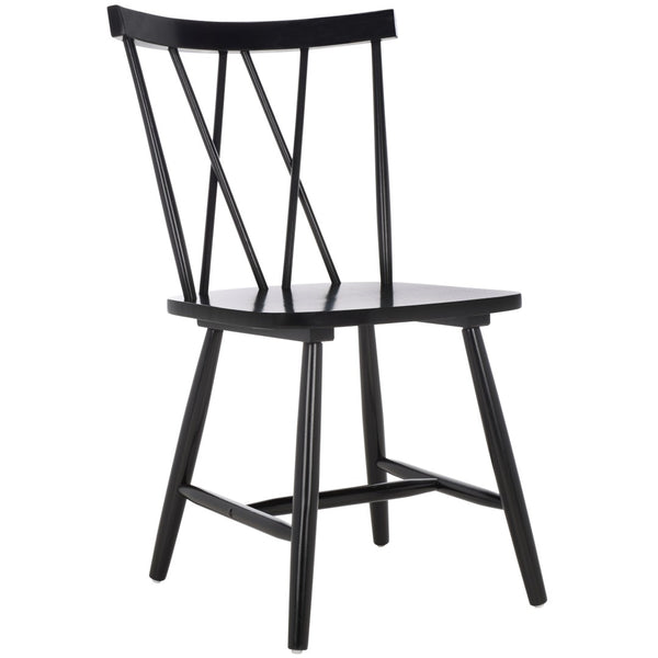 Safavieh TAYTEN Spindle Back Dining Chair for Modern Farmhouse Charm - Stylish and Durable Seating Set of Two Black DCH8502B-SET2